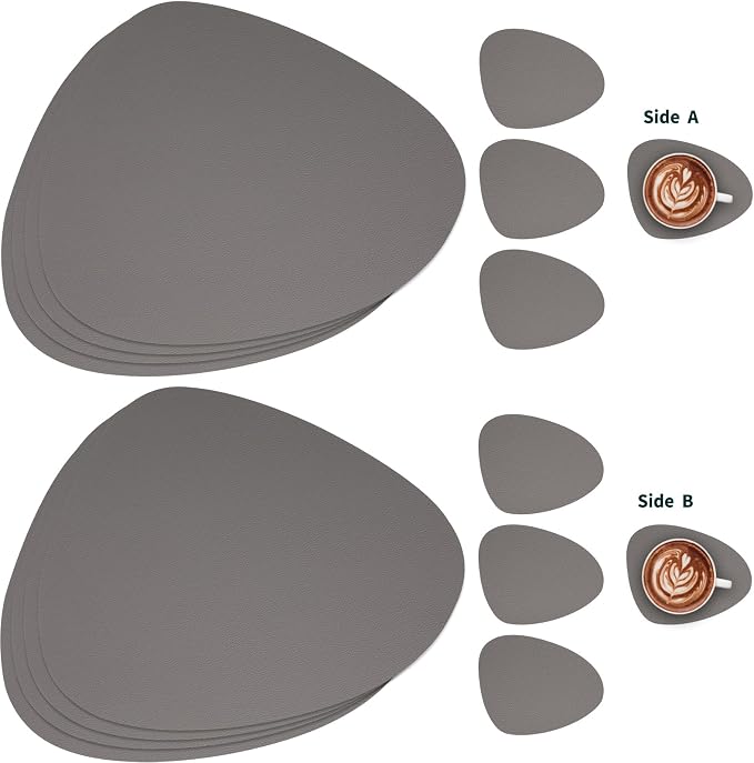 Myir JUN Placemats, Dual-Sided Placemats Waterproof Faux Leather Placemats Set - Image 2