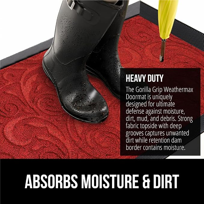 GORILLA GRIP 100% Waterproof All-Season WeatherMax Doormat 35x23, US Designed - Image 4