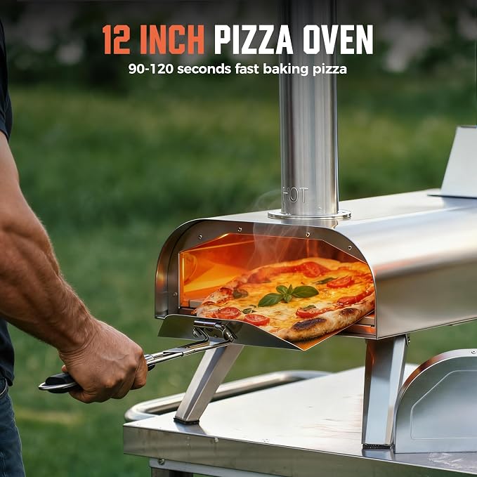 BIG HORN OUTDOORS 12" Dual Fuel Pizza Oven – Electric & Wood Pellet, Indoor & - Image 5