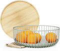 Fruit Basket with Wooden Bamboo Lid- Fruit Bowl by Libken