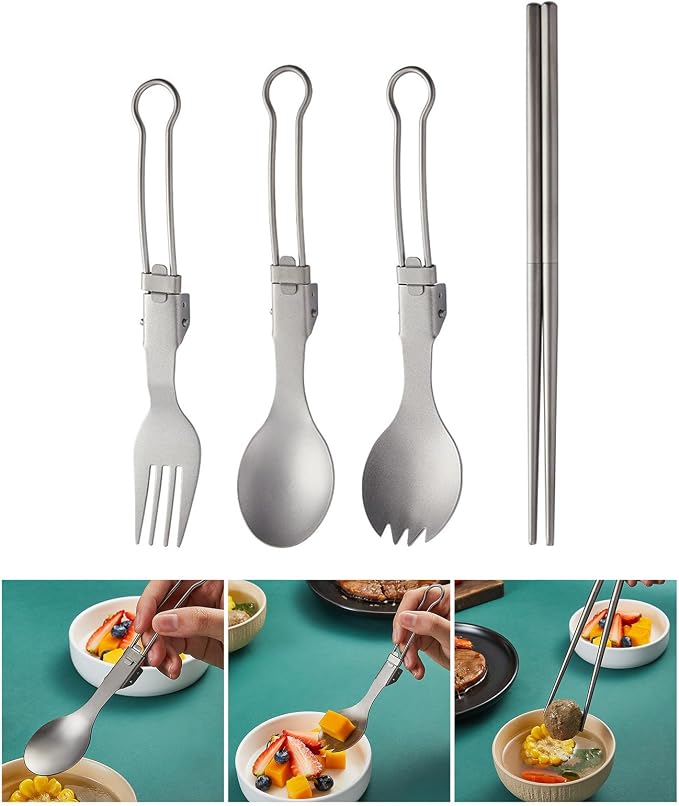 Folding Metal Camping Cutlery Set Portable Outdoor Picnics Cutlery Tableware - Image 2