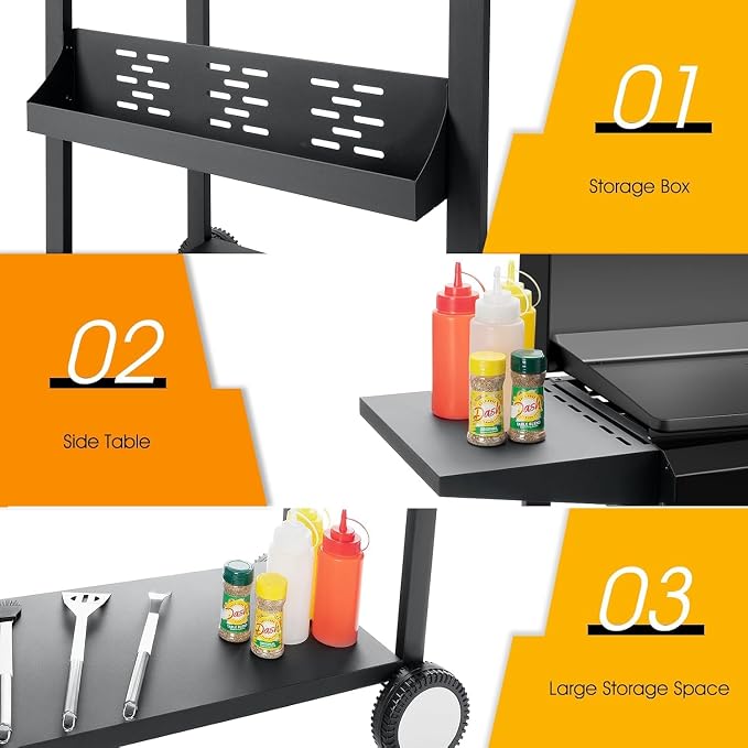 3 Burner BBQ Gas Griddle with Hood, 25.6 Inch Stainless Steel Portable - Image 4