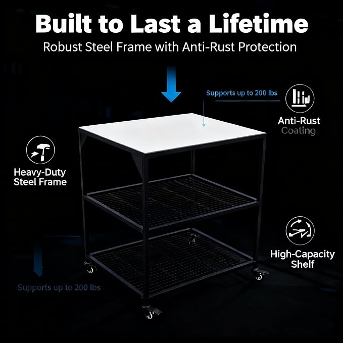 JIN BETTER GRILL PARTS Heavy-Duty Steel Frame Outdoor Kitchen Cart | Stainless - Image 3