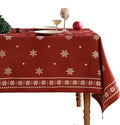ISAENNE Designer Christmas Red Long Rectangular Tablecloth, Linen Table Cloth by Isaennehomedecoration