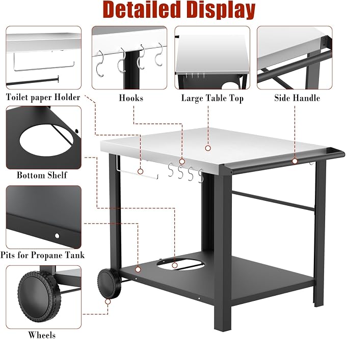 34" x 24" Movable Stainless Steel Flattop Grill Cart - Image 4