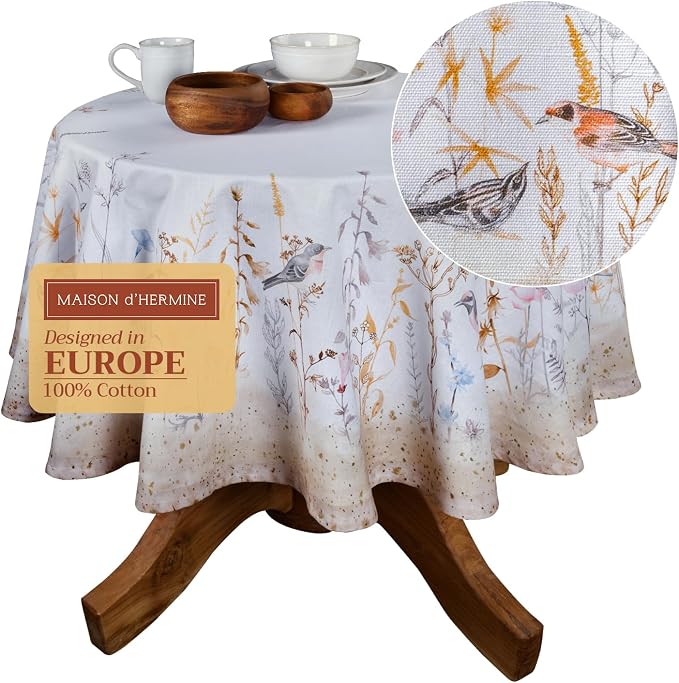 Maison d' Hermine Table Cloth Round Table 100% Cotton 69 Inches Tablecloth by MaisondHermine
