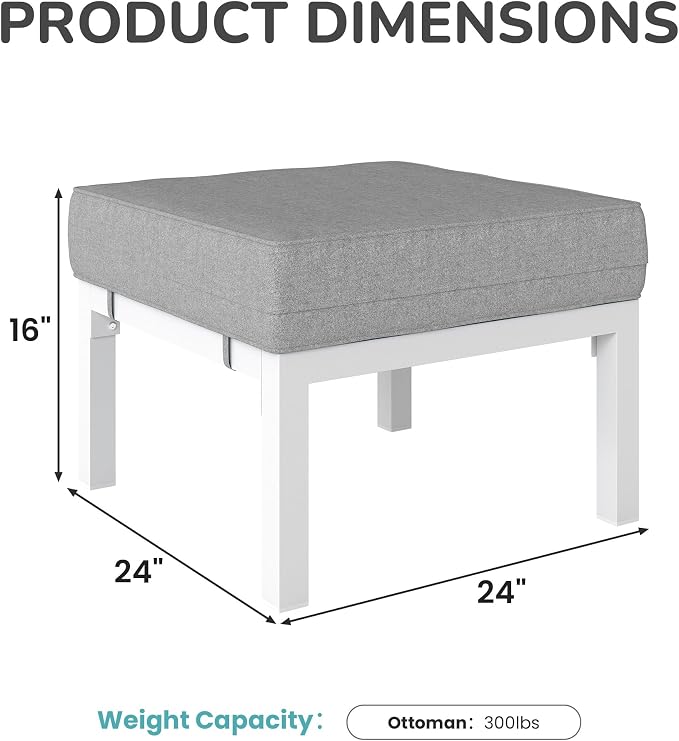Solaste Outdoor Footstools Patio Ottoman Set of 2, Aluminum All-Weather Outdoor - Image 2