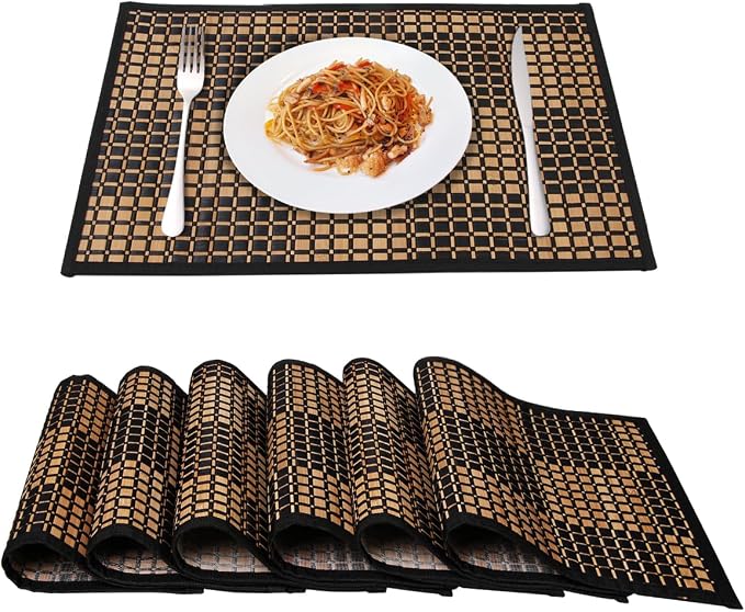 Placemats Set of 6 for Dining Table, Bamboo Place Mats for Kitchen Table Decor by MARSCOOL