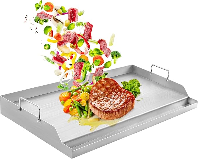 GasSaf Universal Stainless Steel Griddle, Large Grill Flat Top Pan by GasSaf