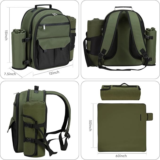 22L Insulated Picnic Basket Leak Proof Picnic Backpack - Image 5