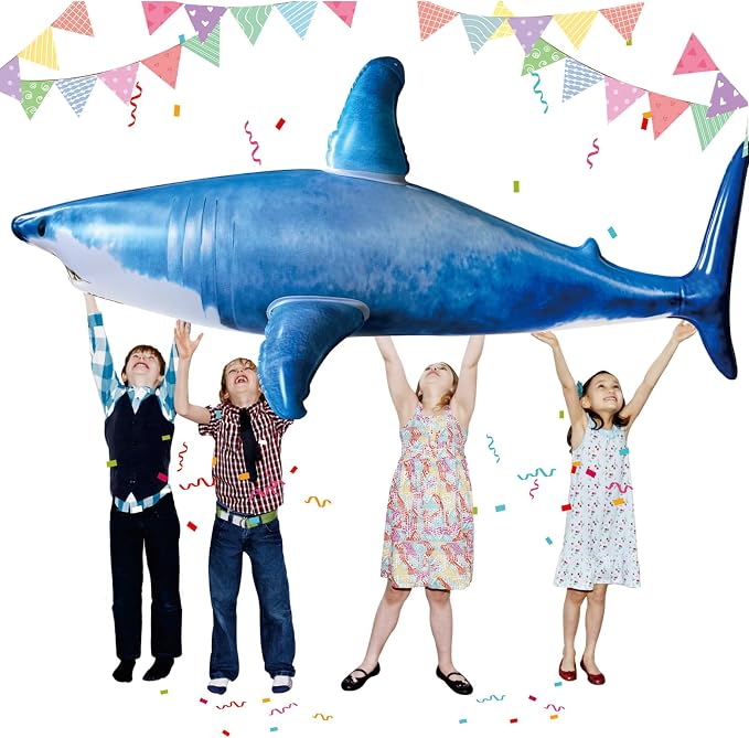 Extra Large Inflatable Shark Pool Toy, 79inch Shark Pool Birthday Party by ILEISURELY