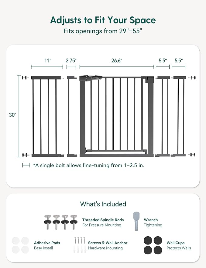 BABELIO Extra Wide Baby/Dog Gate PressGuard P7, 29-55" Auto Close - Image 6