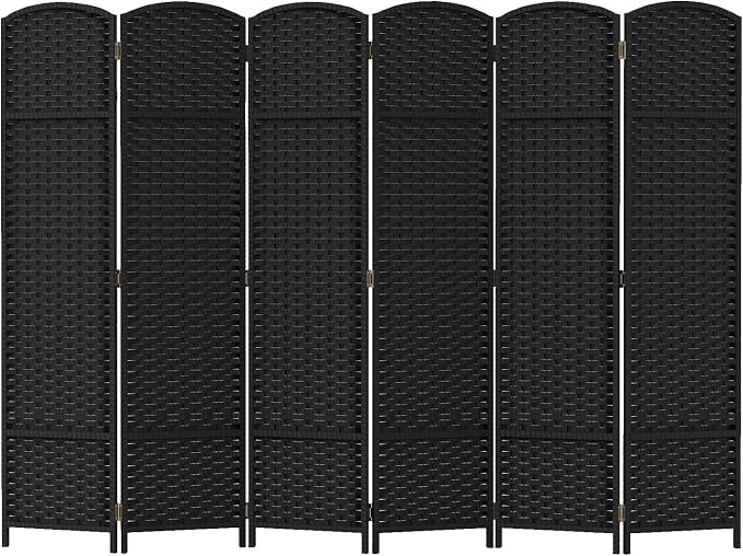 Room Divider 6 Panel Screen 5.6 Ft Tall Partition Room Dividers Black Privacy by FDW