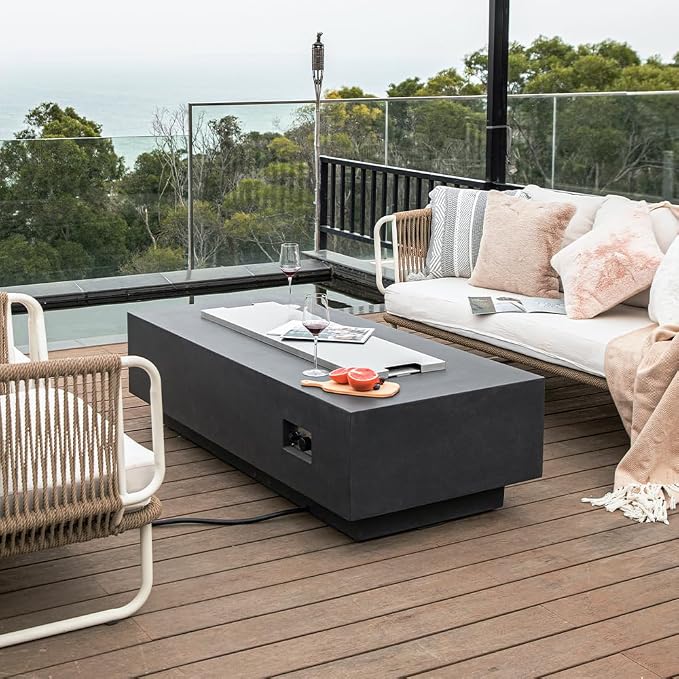 Elementi Granville Dark Grey Fire Pit Bundle Includes 60” Propane Concrete - Image 6