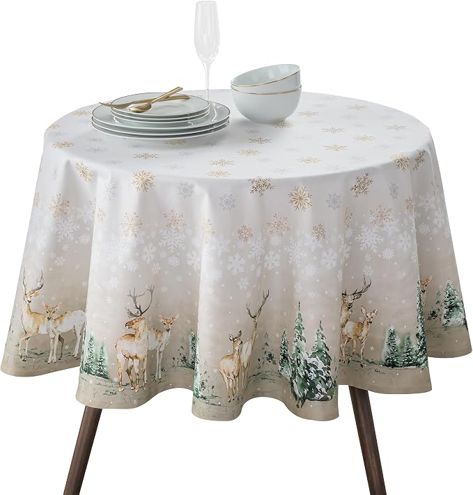 Maison d' Hermine Table Cloth Round Table 100% Cotton 63 Inches Fall Tablecloth by MaisondHermine