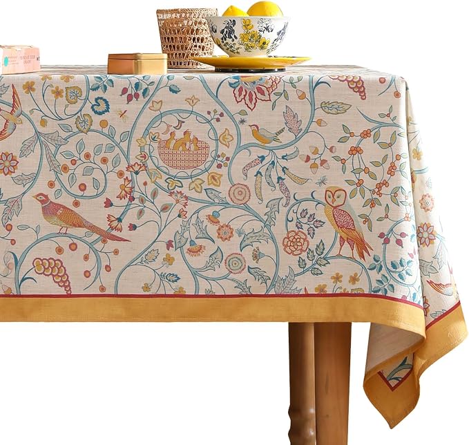 patdrea Designer Small French Rectangular Tablecloth, Vintage Yellow Floral by Welcometopatdrea