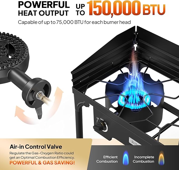 ROVSUN 2 Burner Outdoor Camping Stove - Image 3