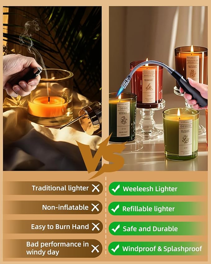 Butane Lighter Long Jet Flame Lighter, Refillable Torch, 360° Flexible Neck - Image 2