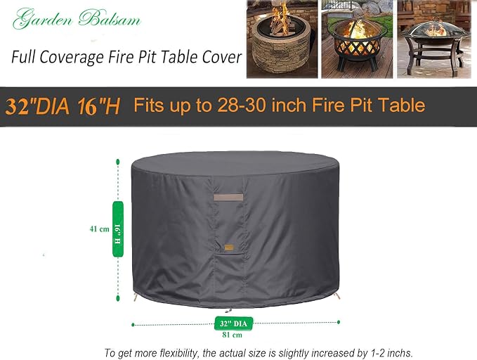 Fire Pit Cover 600D Heavy Duty Waterproof Fabric - Image 2