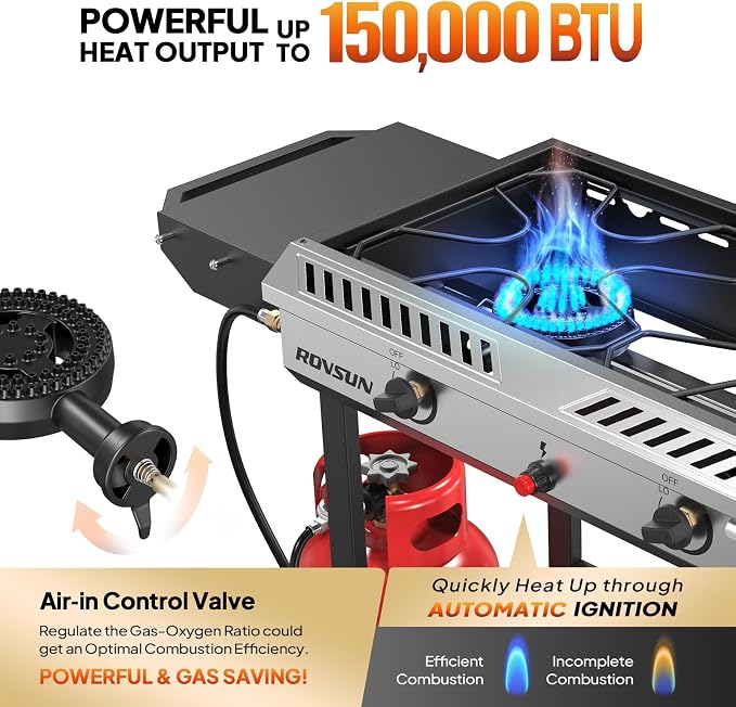 ROVSUN 2 Burner Outdoor Propane Gas Stove - Image 2