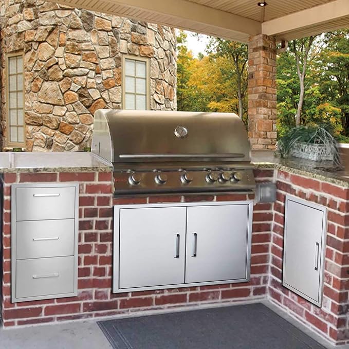 yuxiangBBQ 17" W x 30" H x 21" D Stainless Steel Outdoor Kitchen Drawers BBQ - Image 2