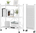 ALANNG Storage Shelves with Wheels, Bookshelf with Storage, No Assembly Metal by ALANNG