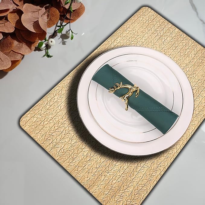 PIGCHCY Waterproof PVC Place Mats Set of 6, Non-Slip Faux Leather Placemats - Image 4