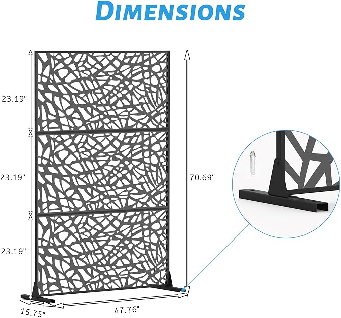 Domi Outdoor Living Privacy Screen, Freestanding, Plastic Mesh, Galvanized - Image 8