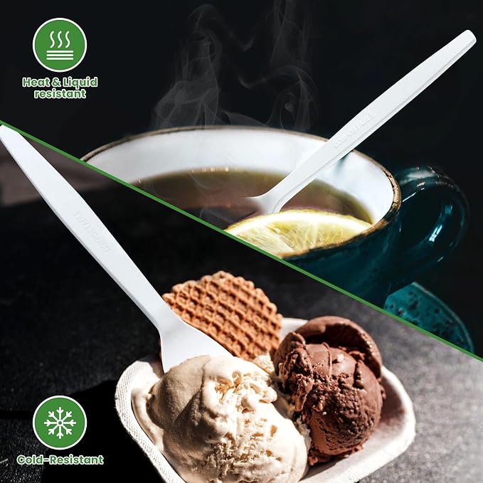Extra Heavyduty Compostable Spoons Disposable Cutlery No Plastic Spoons Large - Image 4