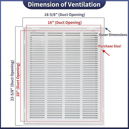 16"W x 20"H Steel Return Air Filter Grille - Image 2