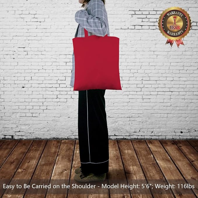 TOPDesign 6-Pack Economical 16"x15" Red Cotton Tote Bag, Lightweight Medium - Image 2