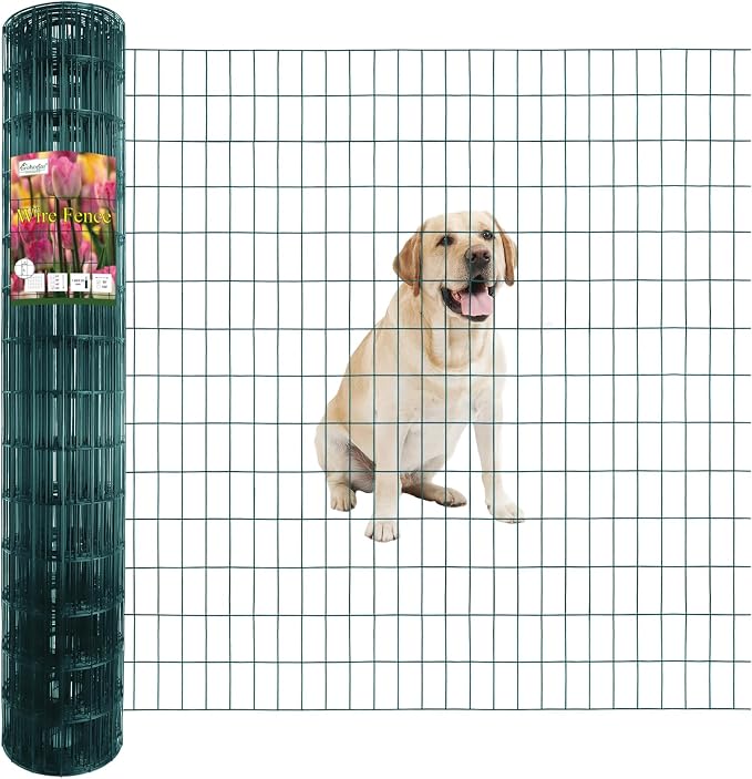 Green PVC Coated Welded Wire Fence 56 Inch x 50 Foot, 2 Inch x 4 Inch 14GA by FOREHOGARGARDEN%EF%BC%86HOME