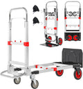 Upgraded 3 in 1 Aluminum Folding Hand Truck, 600lbs Capacity, Heavy Duty by ZROECWT