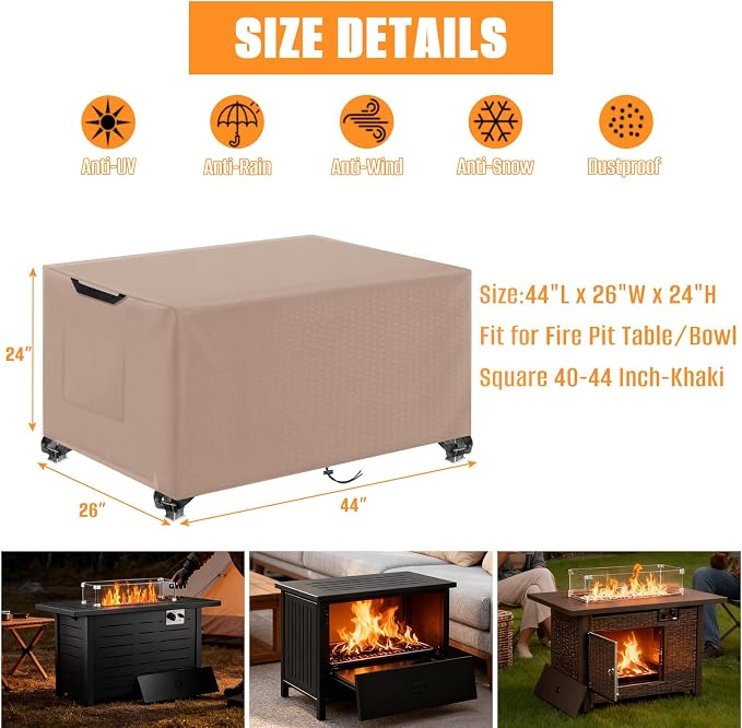 Kovshuiwe Porch Shield Fire Pit Cover Square-600D Fabric Waterproof and - Image 2