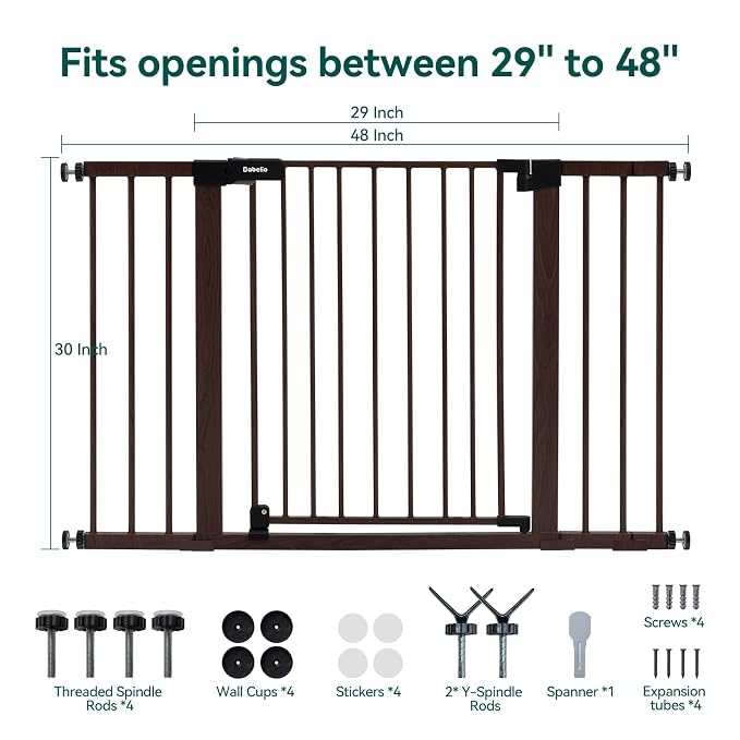 BABELIO Baby Gate with Black Wood Pattern, 29-48 Inch Auto Close Dog Gate - Image 7