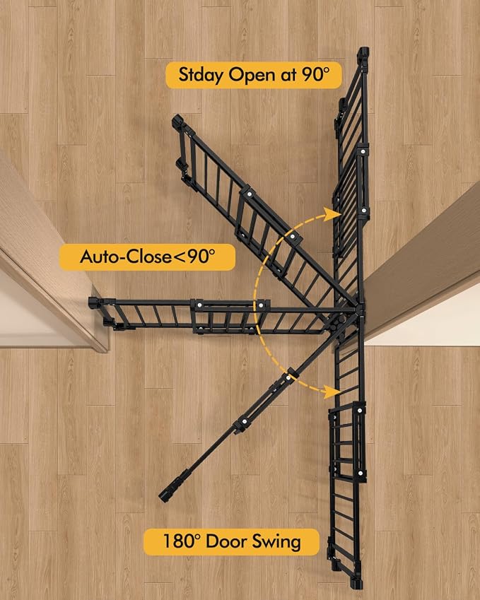 Baby Gate for Stairs Doorways & Kitchen, 26.4"-43" W x 29" H, No Bottom Bar Dog - Image 3