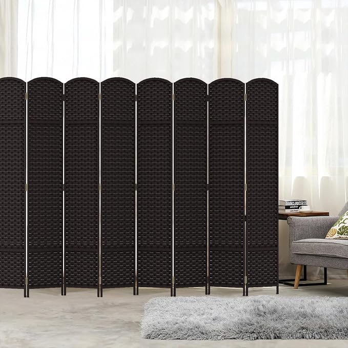 Room Divider 8 Panel Screen 5.6 Ft Tall Partition Room Dividers Brown Privacy - Image 5