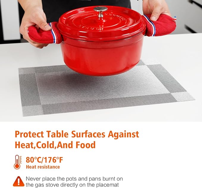 Placemats Set of 12, Heat and Stain Resistant Indoor/Outdoor Place mats - Image 3