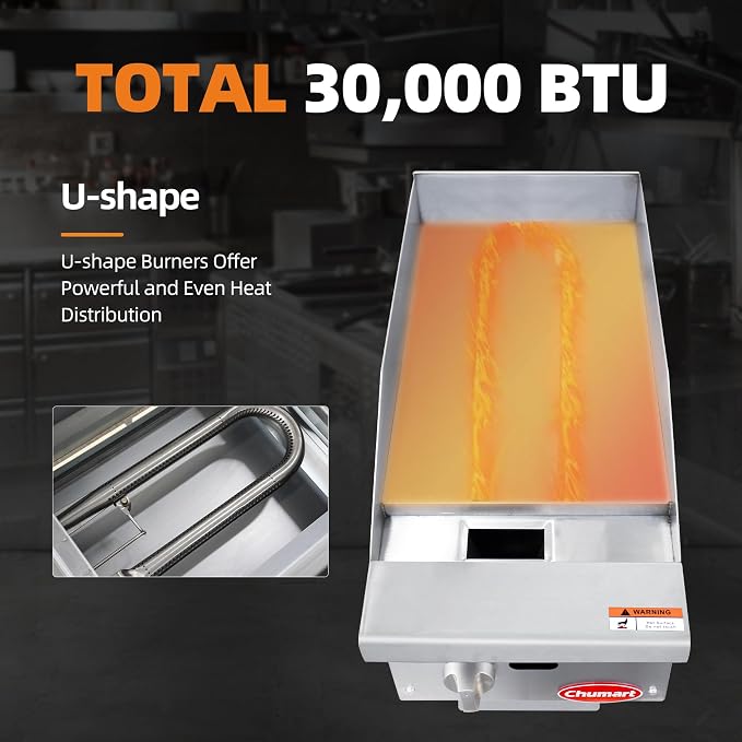 12" Commercial Countertop Griddle, Single Burners Gas Griddle, 30000 BTU Output - Image 4