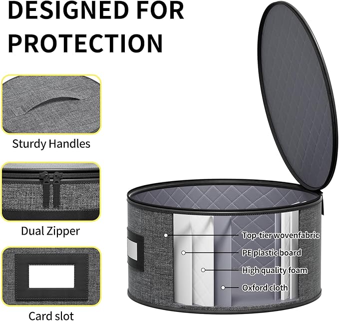 Aokeyee 4 Pcak China Storage Containers, Hard Shell Plates Storage Box - Image 3