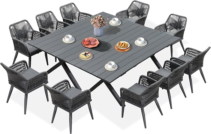 PURPLE LEAF 12 Pieces Outdoor Patio Dining Sets All-Weather PE Rattan Furniture by PURPLELEAF