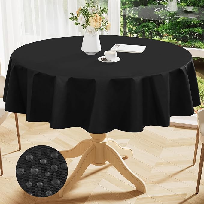 Smiry Round Table Cloth 60 Inch, Waterproof Wipeable Vinyl Tablecloths Protector by Smiry