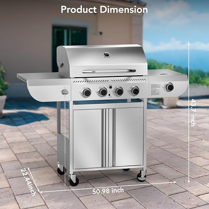 G41 Pro Gas Grill, Heavy-Duty Stainless Steel BBQ Grill, 4 Burner Gas Grill - Image 5