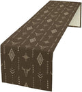 Western Cow Skull Table Runner, Vintage Boho Aztec Cow Ethnic Pattern Printed by Unknown