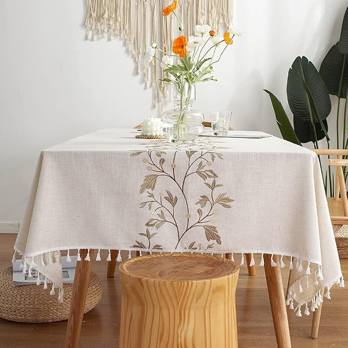 Pahajim Rustic Linen Tablecloth Cotton Waterproof Table Cloth by Pahajim