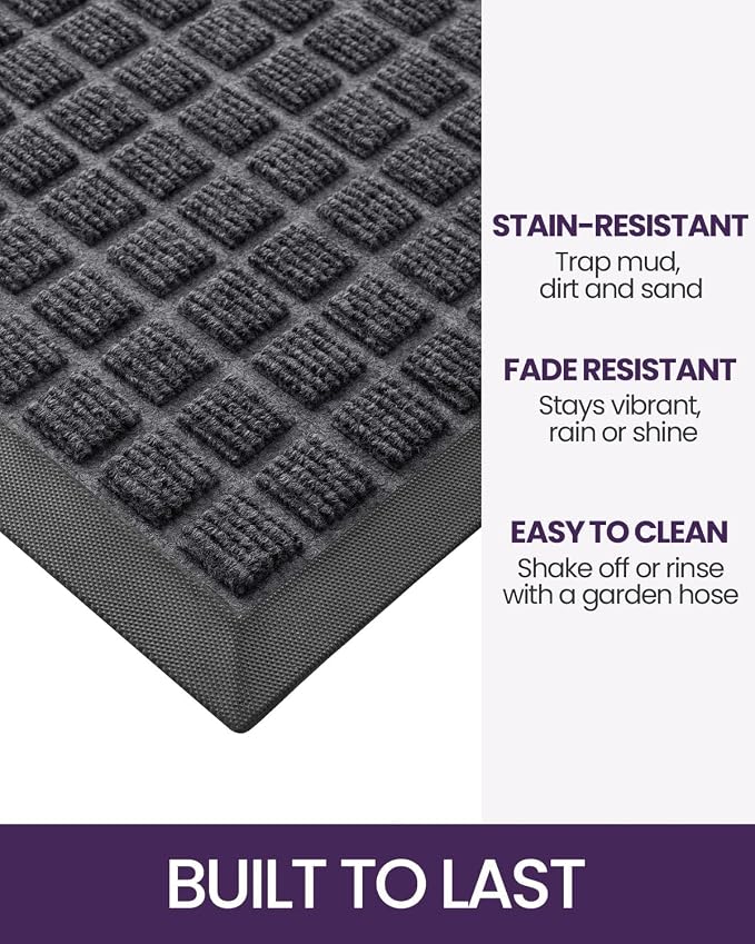DEXI Front Door Mat Outside Entrance, 17x29 Rubber Entry Doormat Heavy Duty - Image 3