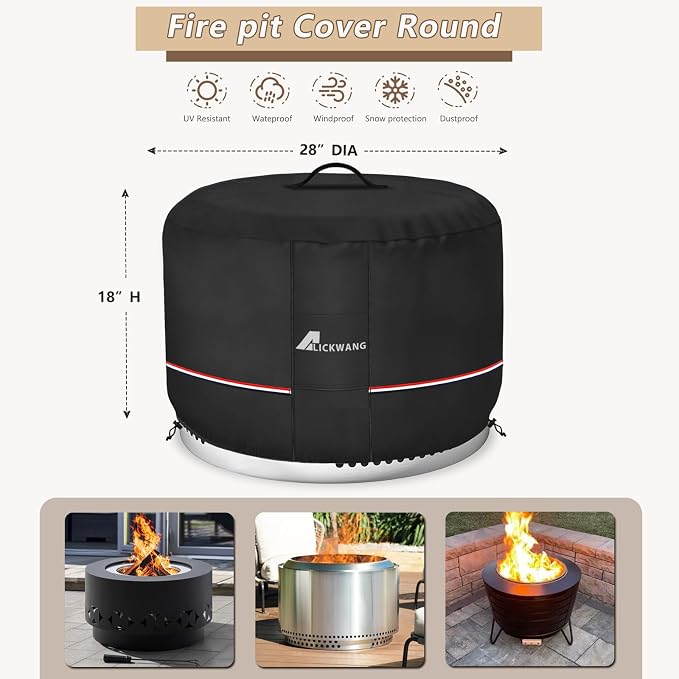 Fire Pit Cover for Solo Stove Bonfire, 600D Tear-Resistant Heavy Duty Durable - Image 2