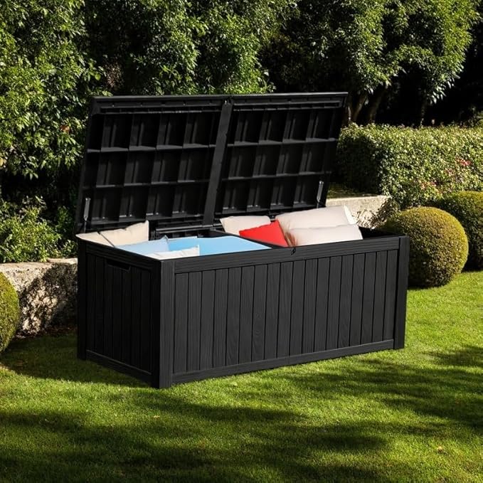 YITAHOME 150 Gallon Large Deck Box w/Divider, XL Waterproof Outdoor Storage - Image 7