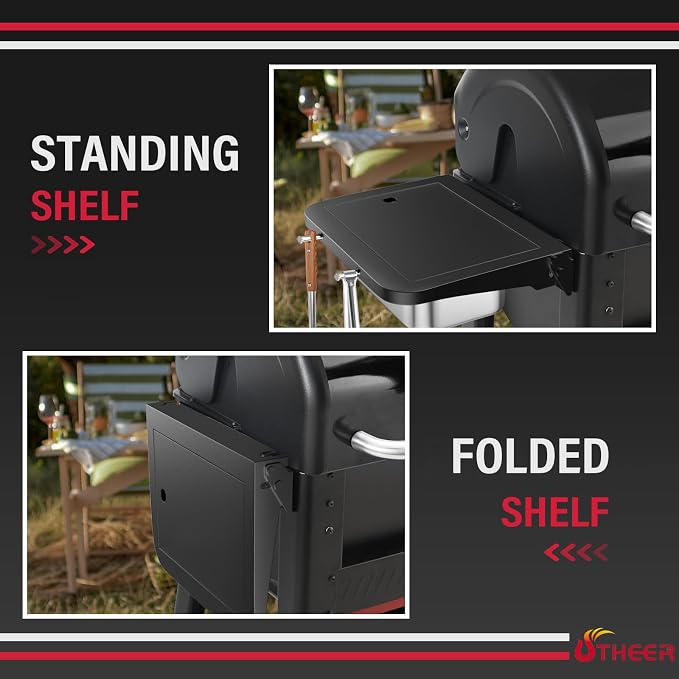 Utheer Grill Side Table Shelf for Weber Searwood 600/600XL – Foldable BBQ Prep - Image 5