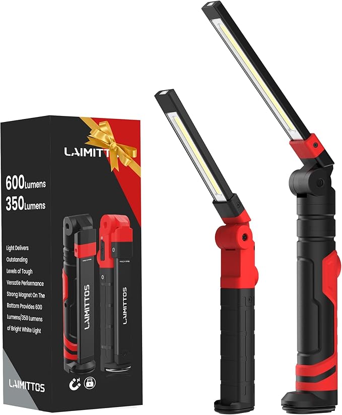 Rechargeable LED Work Light, Magnetic Flashlight Mechanic Light Tool by LAIMITTOS